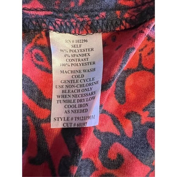 Connected Apparel Size 12 Victorian Baroque Print Shift Dress Red Black Gothic - Picture 10 of 10